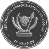 Kongo 20 Francs 2019 - Raubtiere "Wolf" - Silber