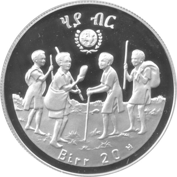 Äthiopien 20 Birr 1980 - Internationales Jahr des Kindes - Silber PP
