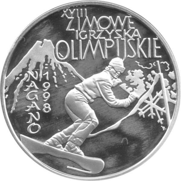 Polen 10 Zlotych 1998 - XVIII. Olympische Winterspiele 1998 in Nagano "Snowboardfahrer" - Silber PP