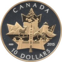 Kanada 10 Dollars 2015 - Wir feiern Kanada - Silber PP teilvergoldet