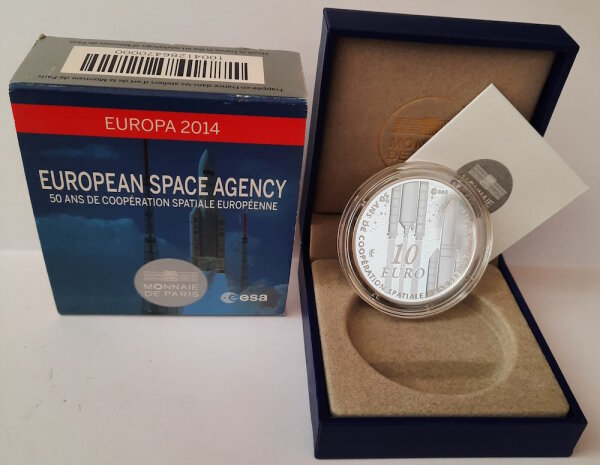 Frankreich 10 Euro 2014 - 50 Jahre Europäische Weltraumorganisation - Silber PP