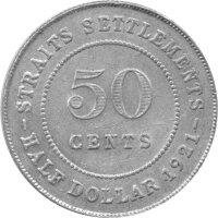 Britische Kolonien - Straits Settlements - 50 Cents 1921 - König Georg V. - Silber