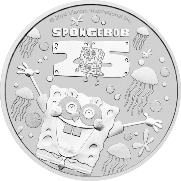 Tuvalu 25 Jahre Spongebob Schwammkopf 1. Ausgabe 2024 1 oz Silber