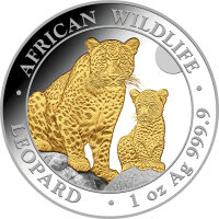 Somalia Leopard 2024 1 oz Silber - Teilvergoldet