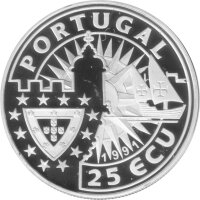 Portugal 25 Ecu 1991 - Europa und die Neue Welt "Heinrich der Seefahrer" - Silber PP