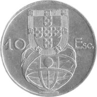 Portugal 10 Escudos 1955 - Umlaufmünze - Silber