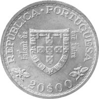 Portugal 20 Escudos 1966 - 500. Todestag von Prinz Henry - Silber vz