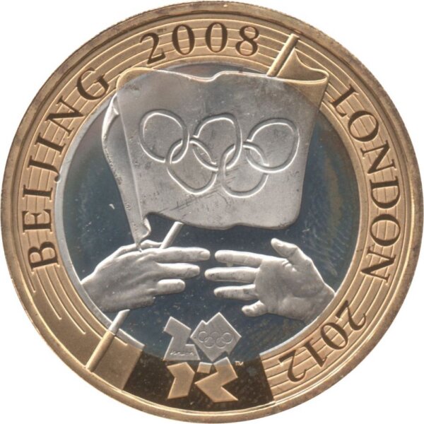 UK 2 Pfund 2008 - XXIX. Olympische Sommerspiele 2008 in Peking "Übergabezeremonie" - Silber PP teilvergoldet