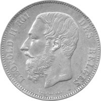 Belgien 5 Francs 1873 - König Leopold II. - Silber