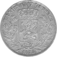 Belgien 5 Francs 1873 - König Leopold II. - Silber