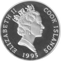 Cook Islands 5 Dollars 1995 - Bedrohte Tierwelt "Elefant" - Silber PP
