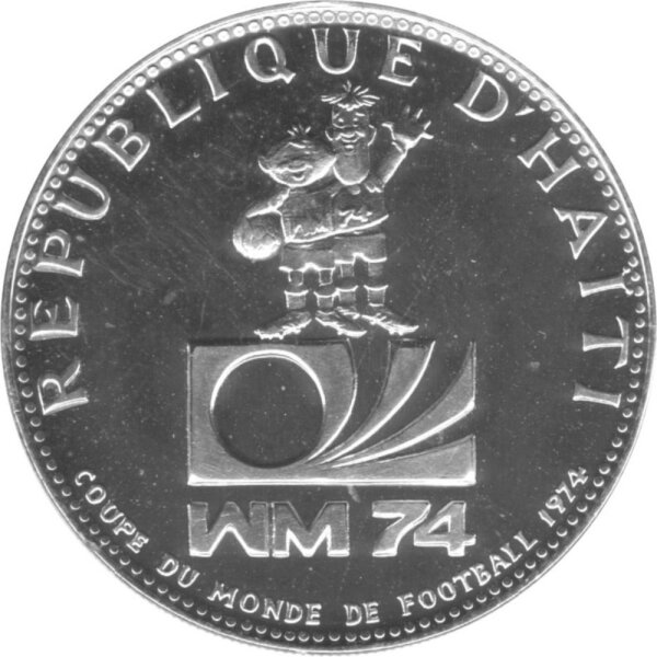 Haiti 25 Gourdes 1973 - X. Fußball WM 1974 in Deutschland "Emblem" - Silber