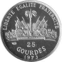 Haiti 25 Gourdes 1973 - X. Fußball WM 1974 in Deutschland "Emblem" - Silber
