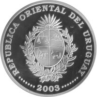 Uruguay 1.000 Pesos 2003 - XVIII. Fußball WM 2006 in Deutschland "Stürmer" - Silber PP