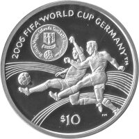 British Virgin Islands 10 Dollars 2006 - XVIII. Fußball WM 2006 in Deutschland "Zweikampf" - Silber PP