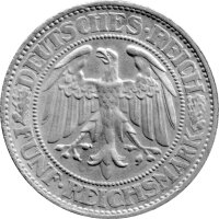 J.331 Weimarer R. 5 Mark 1929 -F- "Umlaufmünze Eichbaum" - ss-vz