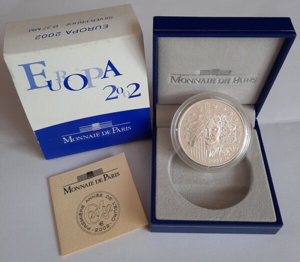 Frankreich 1,5 Euro 2002 - Euroeinführung -  Silber PP