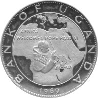 Uganda 20 Shillings 1969 - Papstbesuch - Silber