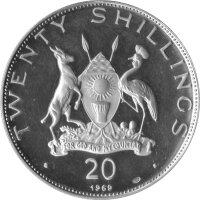 Uganda 20 Shillings 1969 - Papstbesuch - Silber