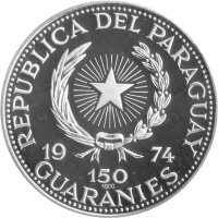 Paraguay 150 Guarani 1974 - Perönlichkeiten "John F. Kennedy" - Silber PP