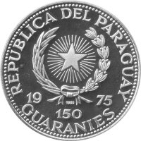Paraguay 150 Guarani 1975 - Bauwerke - "Kirche der Heiligen Dreifaltigkeit" - Silber PP