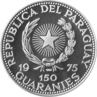 Paraguay 150 Guarani 1975 - Bauwerke - "Ruinen von Humaitát" - Silber PP