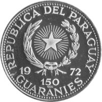 Paraguay 150 Guarani 1972 - XX. Olympische Sommerspiele 1972 in München "Fußball" - Silber PP