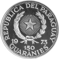 Paraguay 150 Guarani 1973 - Kulturen Mesoamerikas "Huasteca" - Silber PP