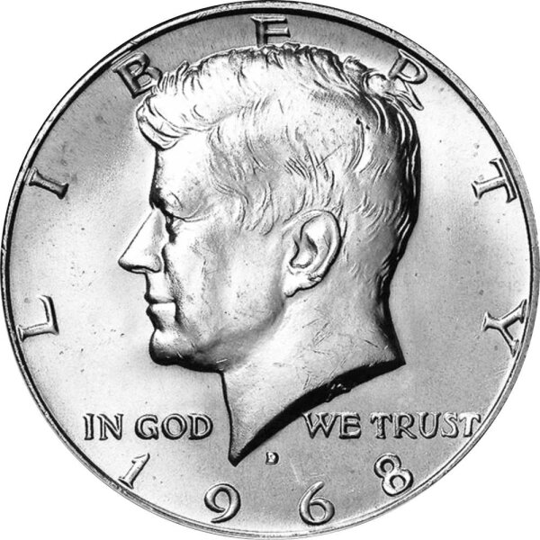 USA 1/2 Dollar - J. F. Kennedy 1965 - 1969 - 400/1000 Silber