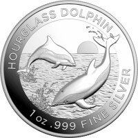 Australien Dolphin 6. Ausgabe Hourglass Dolphin - Stundenglasdelfin 2024 1 oz Silber | Polierte Platte