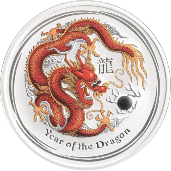 Australien Lunar II 2012 Jahr des Drachen 5 oz Silber teilkoloriert "rot"