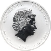 Australien Lunar II 2017 Jahr des Hahnes 5 oz Silber teilkoloriert