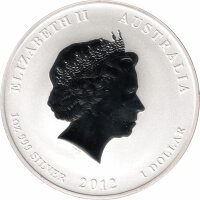 Australien Lunar II 2012 Jahr des Drachen 1 oz Silber teilkoloriert "lila"