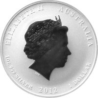 Australien Lunar II 2012 Jahr des Drachen 1 oz Silber teilkoloriert "lila"