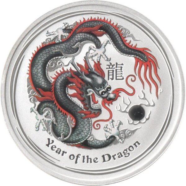 Australien Lunar II 2012 Jahr des Drachen 1 oz Silber teilkoloriert "schwarz"