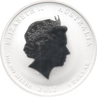 Australien Lunar II 2012 Jahr des Drachen 1 oz Silber teilkoloriert "rot"
