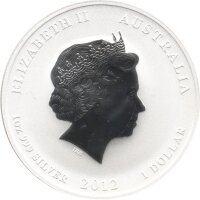 Australien Lunar II 2012 Jahr des Drachen 1 oz Silber teilkoloriert "gelb"