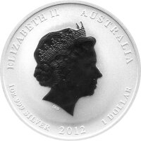 Australien Lunar II 2012 Jahr des Drachen 1 oz Silber teilkoloriert "gelb"