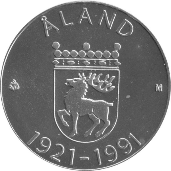 Finnland 100 Markkaa 1991 - 70 Jahre Autonomie von Aland - Silber