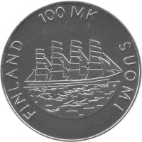 Finnland 100 Markkaa 1991 - 70 Jahre Autonomie von Aland - Silber