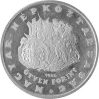 Ungarn 50 Forint 1966 - 400. Todestag von Nikola Šubić Zrinski - Silber