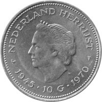 Niederlande 10 Gulden 1970 - Königin Juliana "25. Jahrestag der Befreiung" - Silber