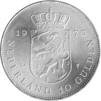 Niederlande 10 Gulden 1973 - Königin Juliana "25. Regierungsjubiläum" - Silber
