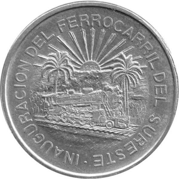 Mexiko 5 Pesos 1950 - Eröffnung der Südeisenbahn - Silber