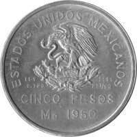 Mexiko 5 Pesos 1950 - Eröffnung der Südeisenbahn - Silber