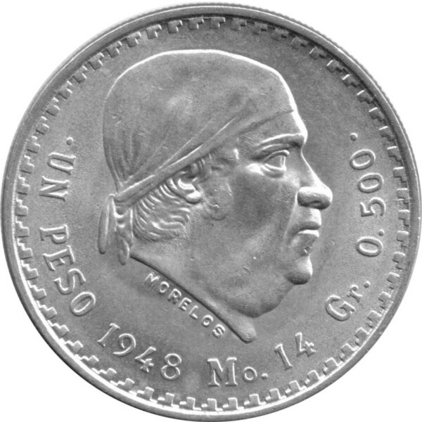 Mexiko 1 Peso 1948 - Morelos - Silber