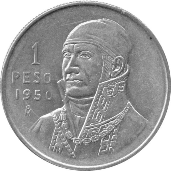 Mexiko 1 Peso 1950 - Morelos - Silber