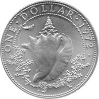 Bahamas 1 Dollar 1966-1973 - Fechterschnecke - Silber