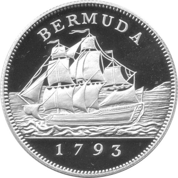 Bermuda 2 Dollar 1993 - 200 Jahre Bermuda-Münzen - Silber PP