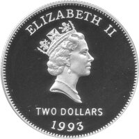 Bermuda 2 Dollar 1993 - 200 Jahre Bermuda-Münzen - Silber PP